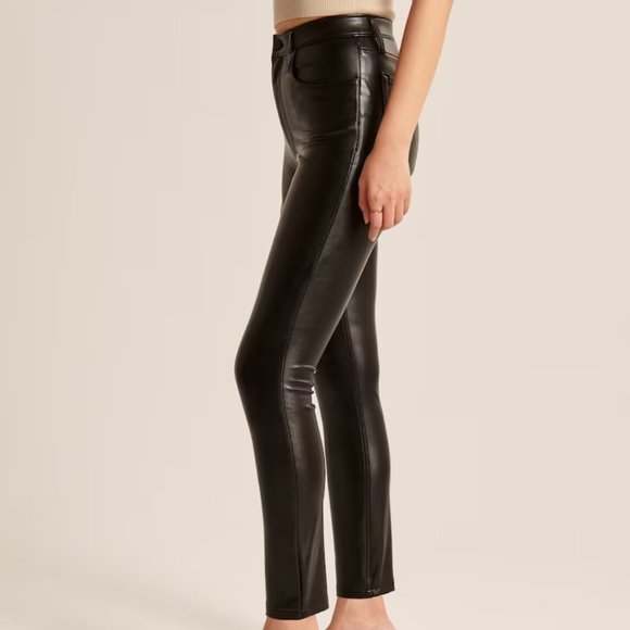 Abercrombie & Fitch Curve Love Vegan Leather Black Skinny Pants - Picture 4 of 11